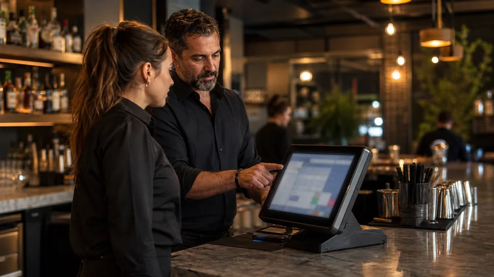 Bar supervisor authorizing a sensitive point-of-sale operation