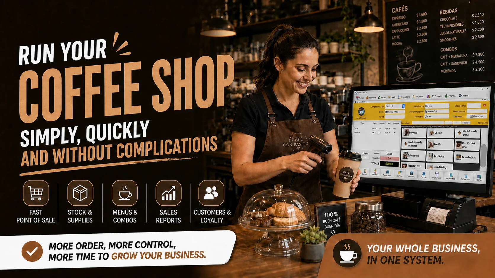 Run your coffee shop simply, quickly and without complications with XGastronomía