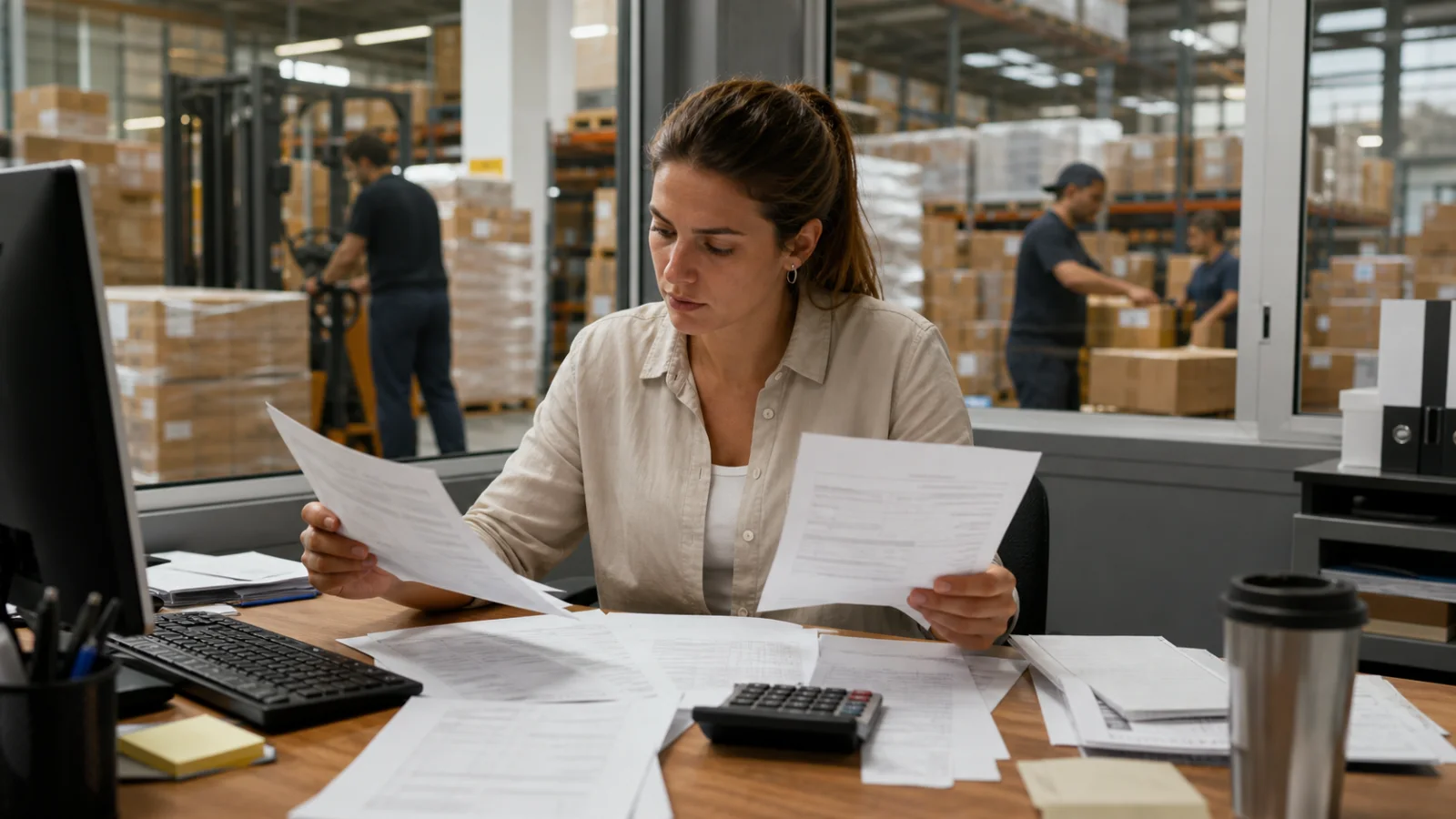 Manager reviewing distributor accounts and collections