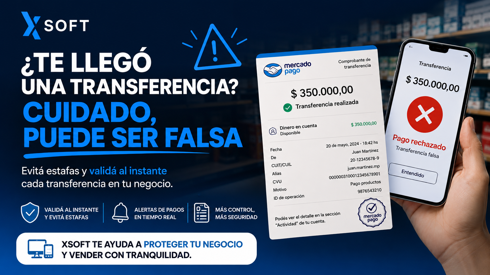 False transfer alert for businesses