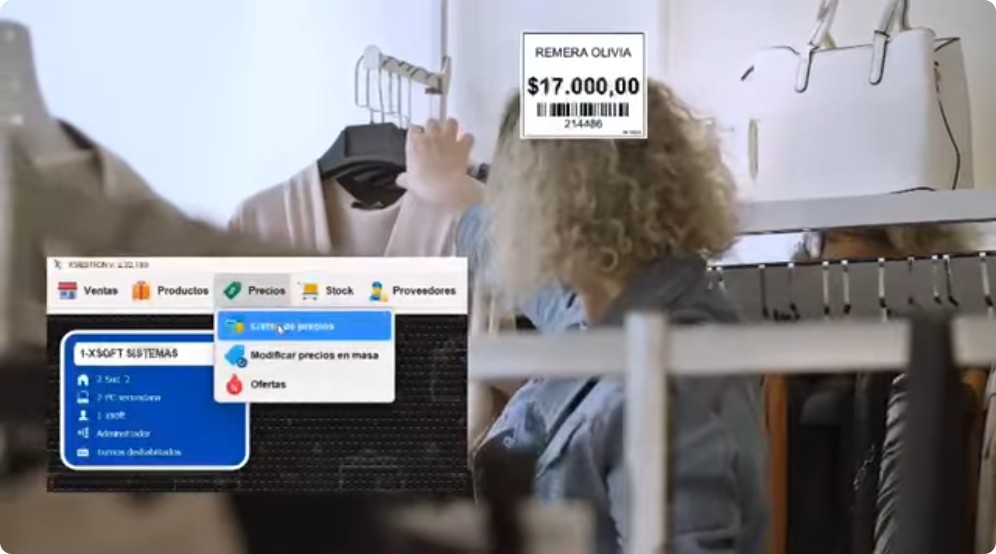 Apparel price labels generated with XGestion