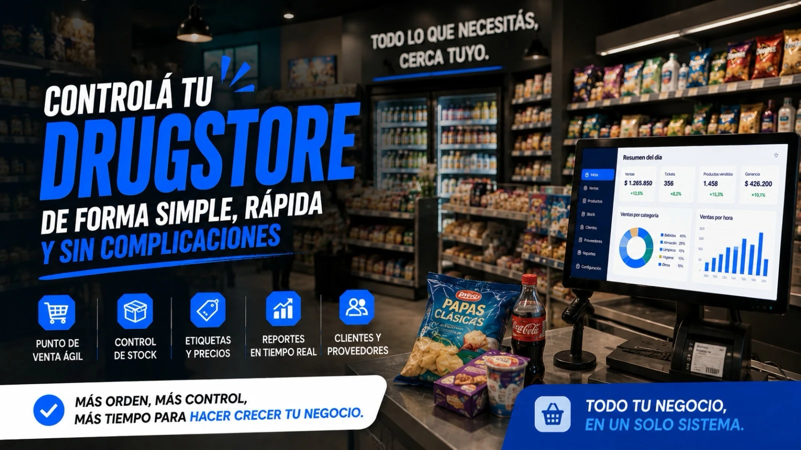 Convenience store counter equipped with XGestion