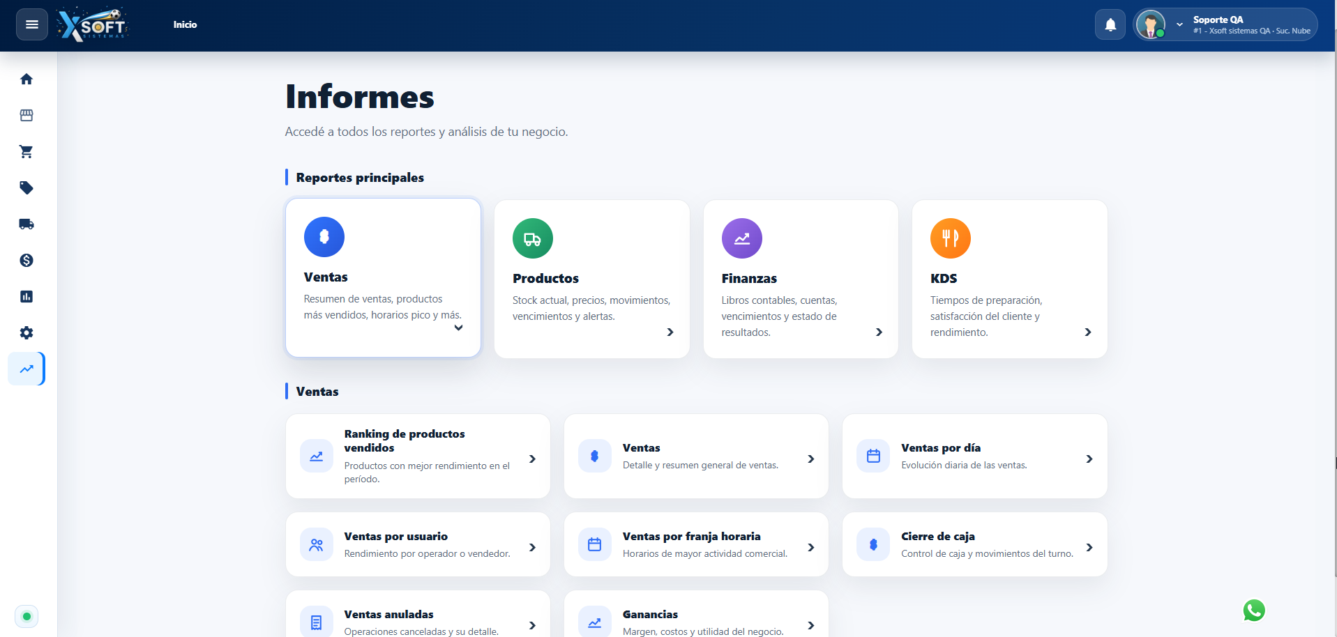 XPortal reports catalog for sales, products and finances