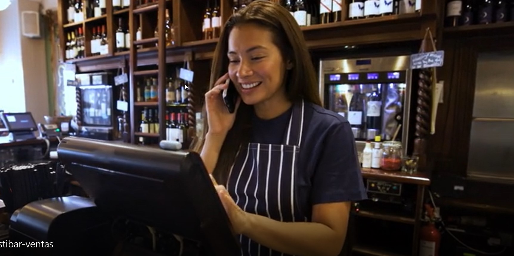 Food service manager reviewing sales and shift closing